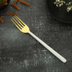 Gold  Forks, set of 6 Pieces Disposable Gold Flatware with White Handle, Look Like Gold Cutlery for Party Wedding