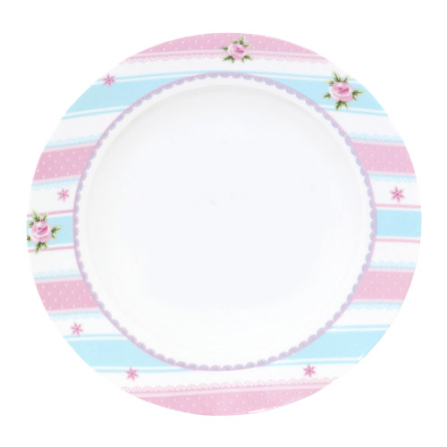 angel designceramic dessert  plate,  set 6 Vintage Flower Flora Rose Lavender in gift box blue and pink