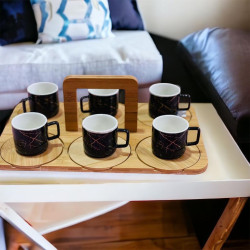 13 Piece Coffee Set Wooden Tray