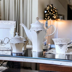 24 Pieces Porcelain Vintage  Teacup &  cake plate Set, Tea Party Set for Women,Adults