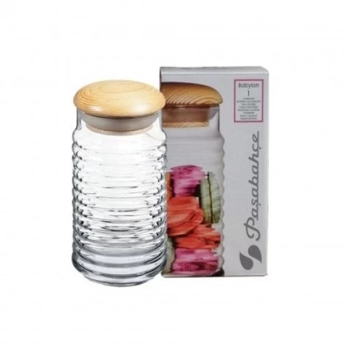 Paşabahçe Babylon Wooden Lid Jar 1120 Cc