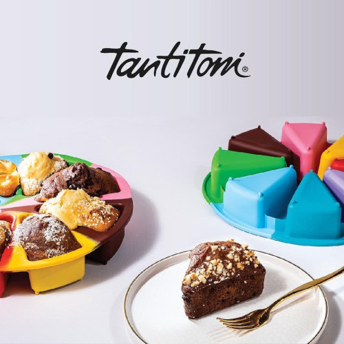 TANTITONI SILICONE MIXED COLOR SLICED ROUND CAKE MOLD 27X27X4.3CM