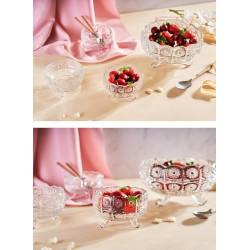 Footed Bowls Set Of 7 Pieces (1 Large 1.5 LT - 6 Small 28 CL) - Clear