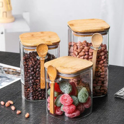 3pc Set Transparent Glass Storage Jar