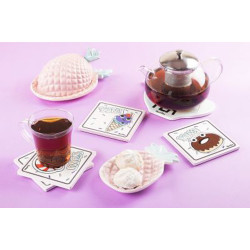 Tantitoni COZY YX113 Donut Square Shaped Ceramic Coaster Set, Set of 4