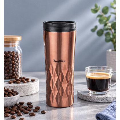 PINK ROSE GOLD STAR PATTERNED STAINLESS STEEL THERMOS GLASS 470ML