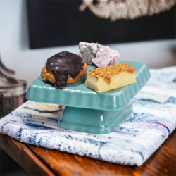 Tantitoni Stoneware Mint Square Cookie, Layered Cookie and Cake, PERA PL170314MNT