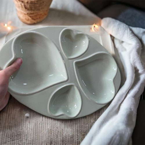 Tantitoni Mint Oval 4 Section Ceramic Snack Bowl 34X23X3.5Cm Tantitoni Mint Oval 4 Section Ceramic Snack Bowl 34X23X3.5Cm