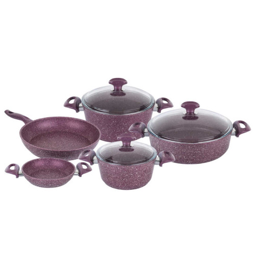 PURPLE 8 PIECES GRANITE GRANITE COOKWARE SET PURPLE 8 PIECES GRANITE GRANITE COOKWARE SET
