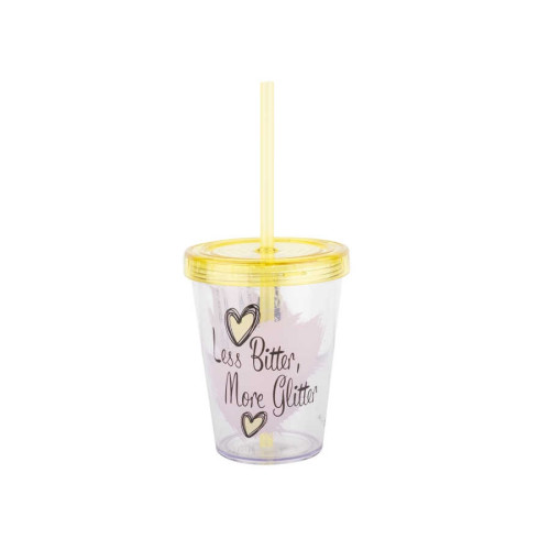 Tantitoni Blonde Girl Patterned Plastic Cup With Straw 470Ml Tantitoni Blonde Girl Patterned Plastic Cup With Straw 470Ml