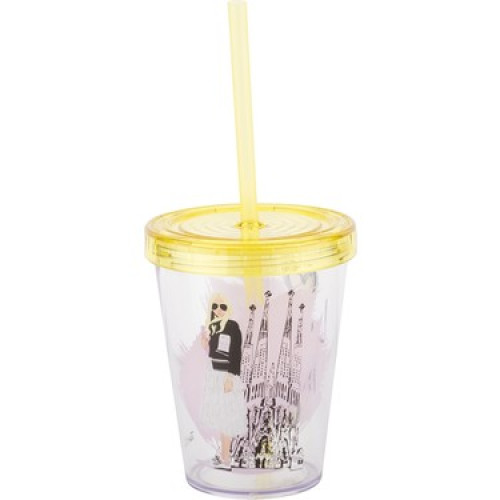 Tantitoni Blonde Girl Patterned Plastic Cup With Straw 470Ml Tantitoni Blonde Girl Patterned Plastic Cup With Straw 470Ml