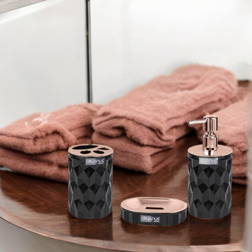 Bathroom Accessory Set 3 Pieces,Black,Soap Tumbler Dispenser