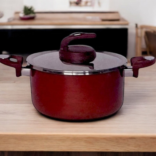 five stars Safecook with Nonstick Stockpot 28cm - Red